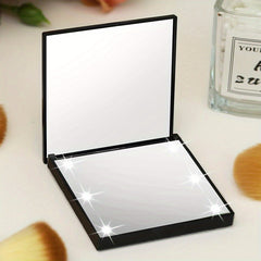 LED Compact Travel Makeup Mirror With Light Pink