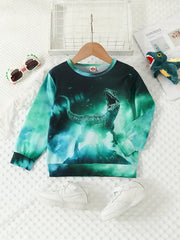 Boys' Dino Print Crew Neck Sweatshirt for Fall/Winter