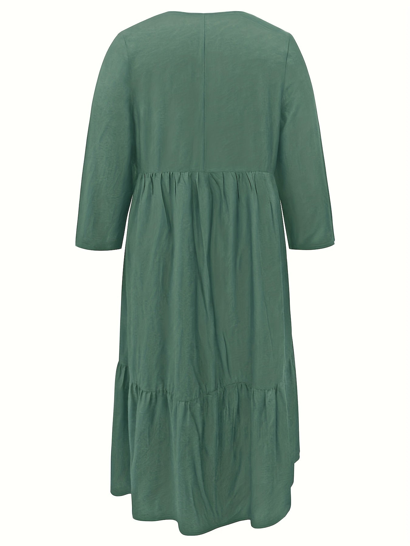  Solid Long Sleeve Maxi Dress