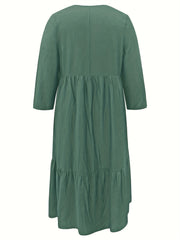  Solid Long Sleeve Maxi Dress