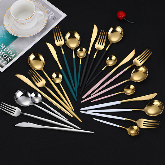 4Pcs Stainless Steel Steak Fork & Spoon Set