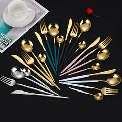 4Pcs Stainless Steel Steak Fork & Spoon Set