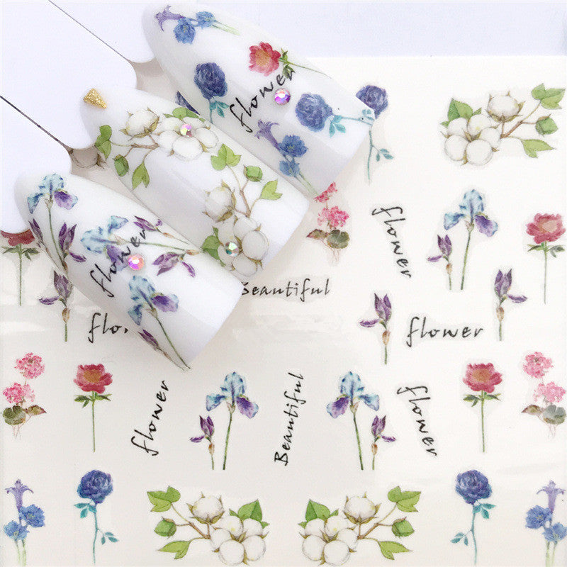 Floral Spring Summer Nail Art Decals Tulips Fern Stickers