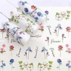 Floral Spring Summer Nail Art Decals Tulips Fern Stickers