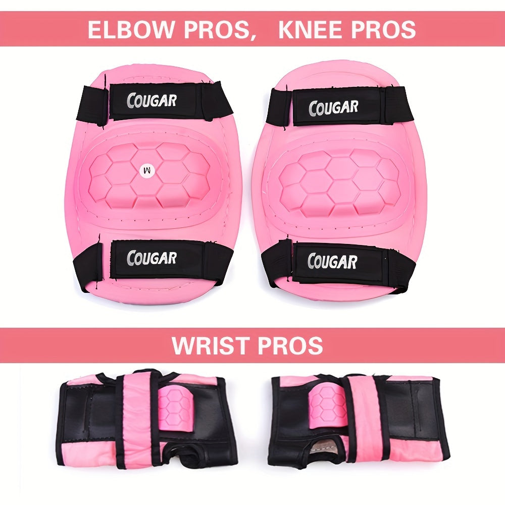 Adjustable Knee & Elbow Protection Set for Kids, S Size 3-8 Yrs, M Size 7-12 Yrs