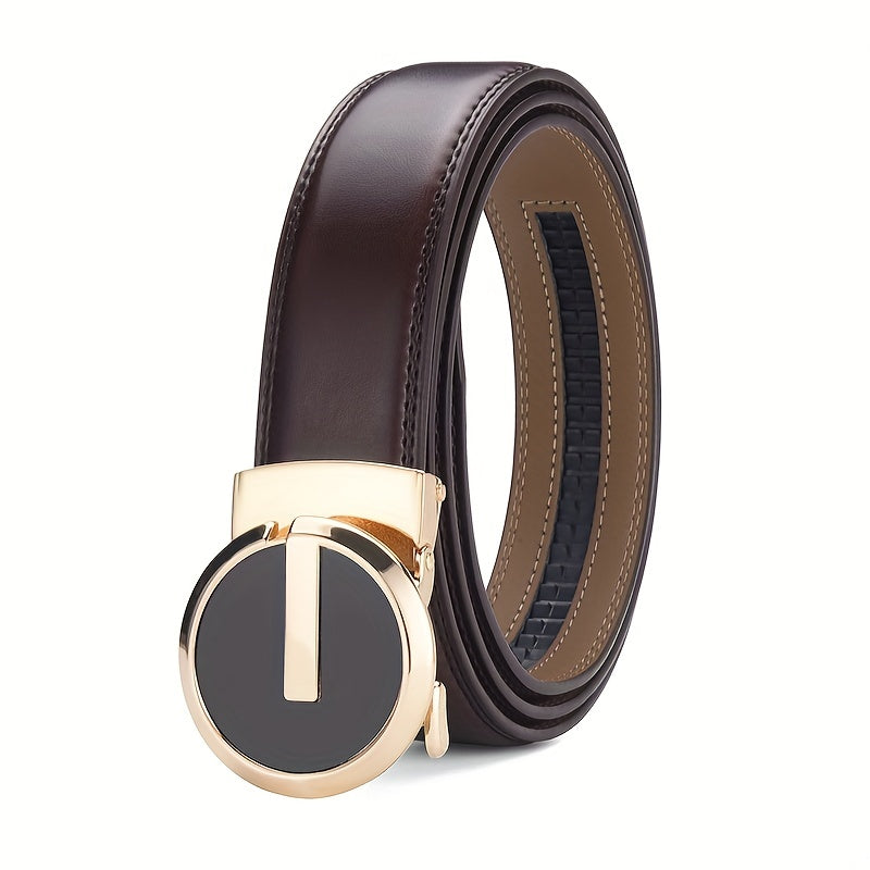 Men's Leather Belt Automatic Buckle 3 Wide Adjustable Length