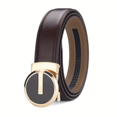 Men's Leather Belt Automatic Buckle 3 Wide Adjustable Length