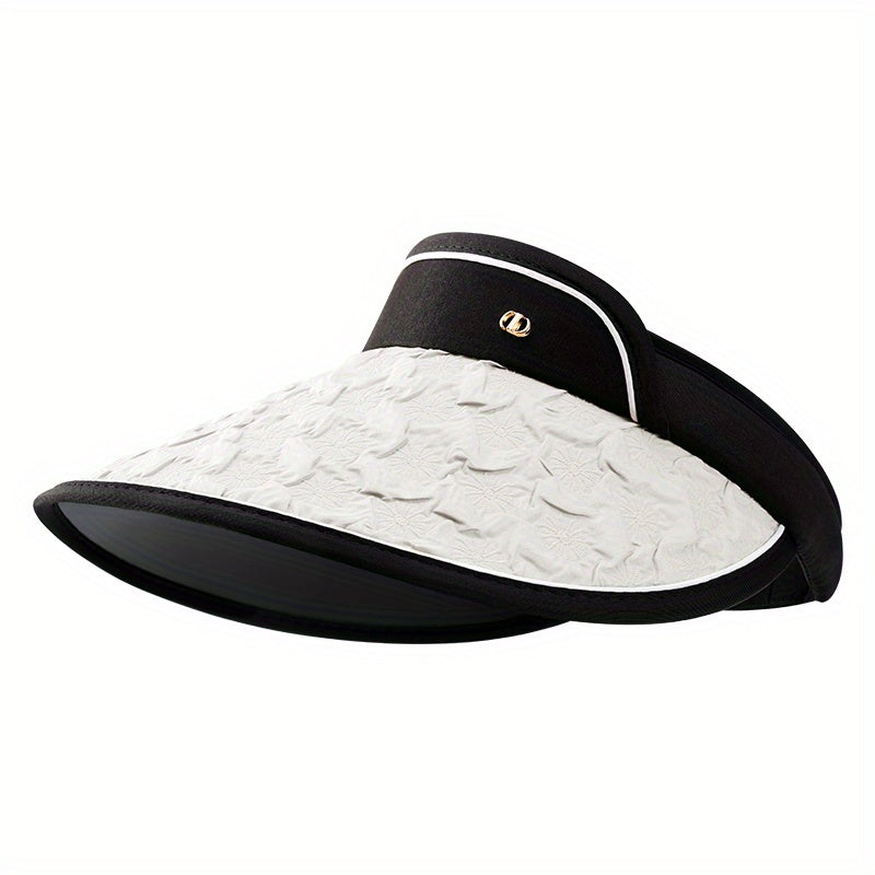 Embossed Women Visor Hat Wide Brim UV Protection Sun Hat