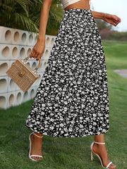 Floral Print High Waist A Line Skirt