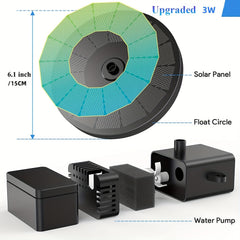 Solar Fountain Pump 3.5W for Bird Bath with 6 Nozzles