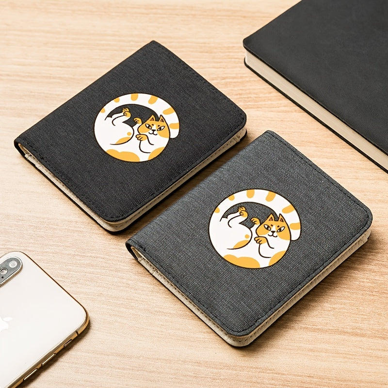 Canvas Cat Pattern Men's Compact Wallet