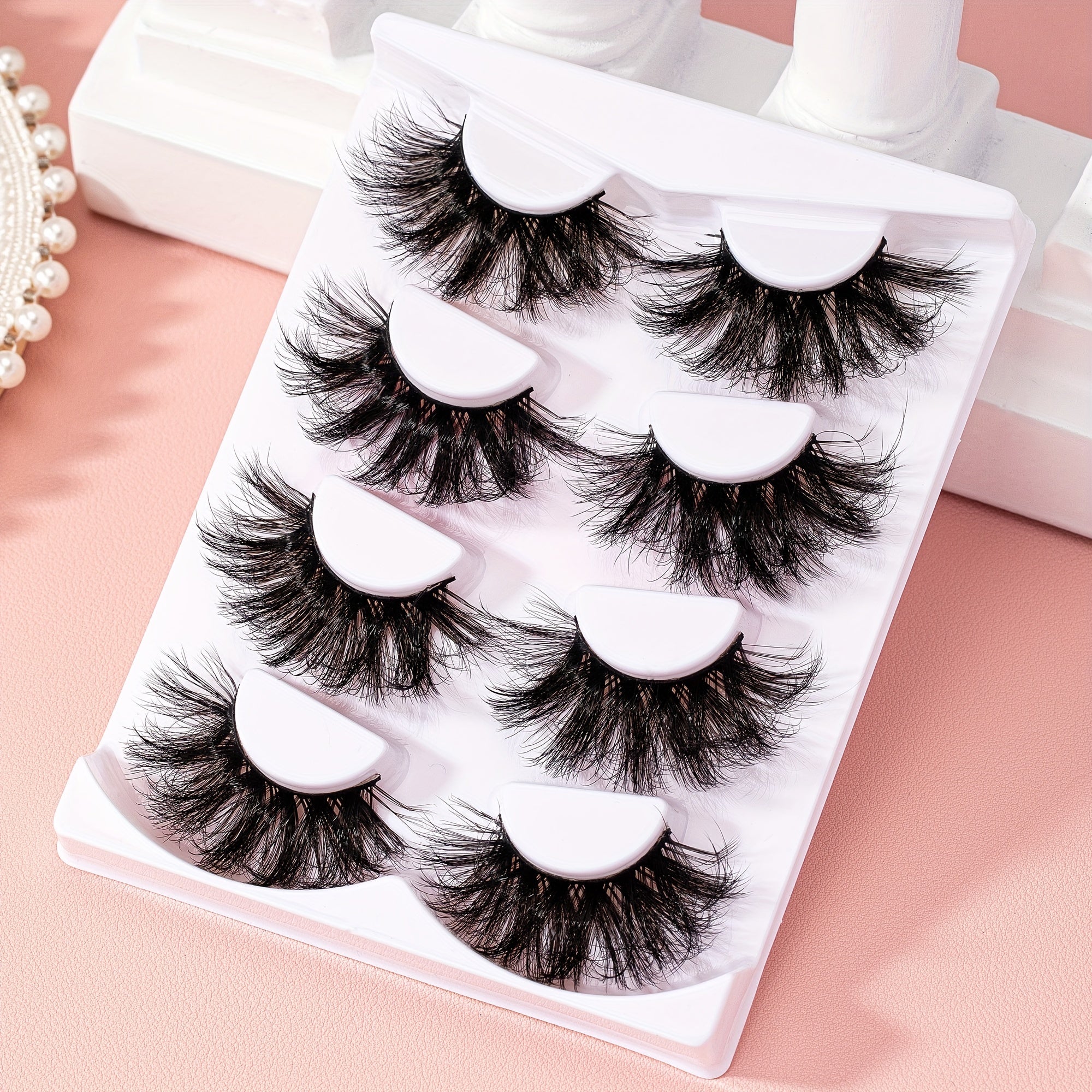 4 Pairs Fluffy Soft Cat Eye Faux Mink Hair False Eyelashes
