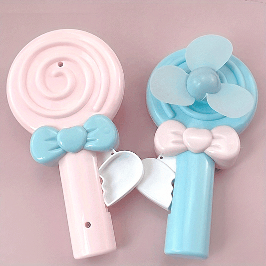 2pcs Mini Lollipop Shape Pocket Fan Portable Plastic Fan