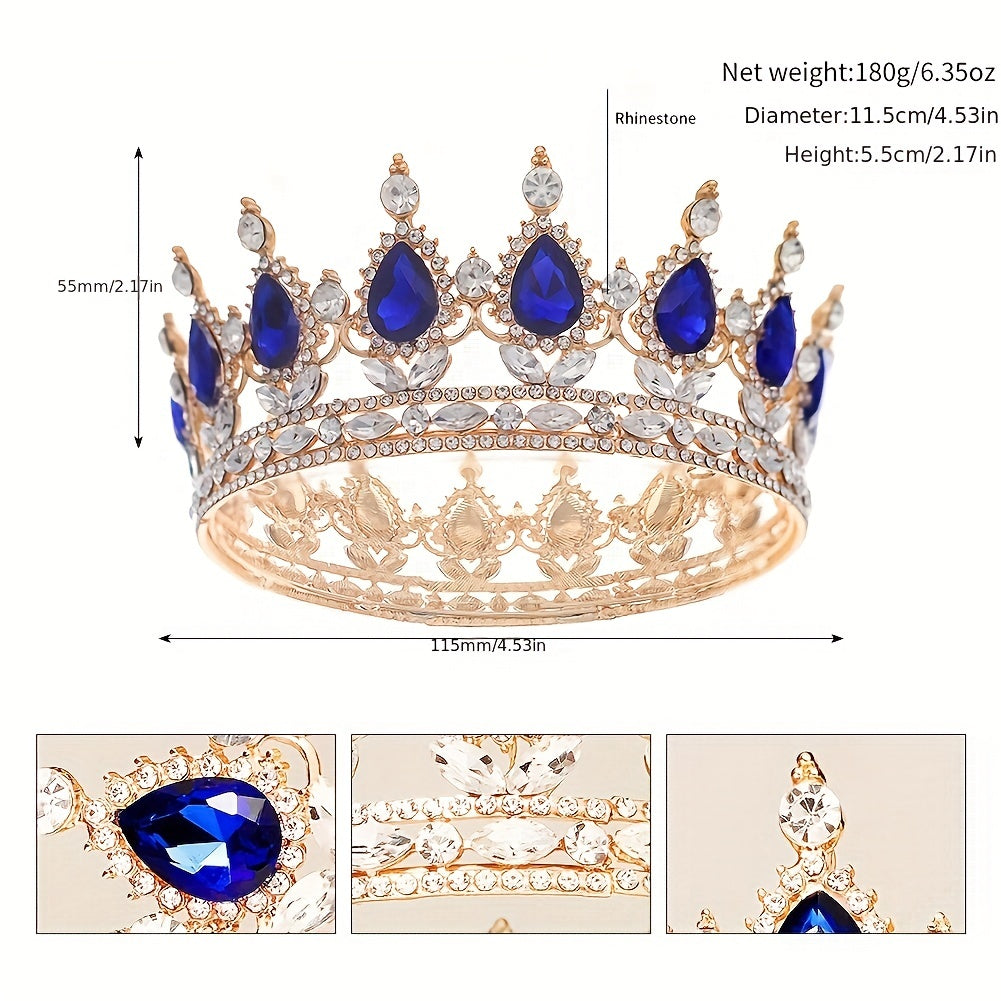 Baroque Crystal Rhinestone Crown Headband for Party Decorations