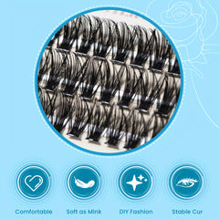 60Pcs DIY Eyelash Extensions 40P C Curling 10 12 14mm Fluffy & Long Cluster Fals