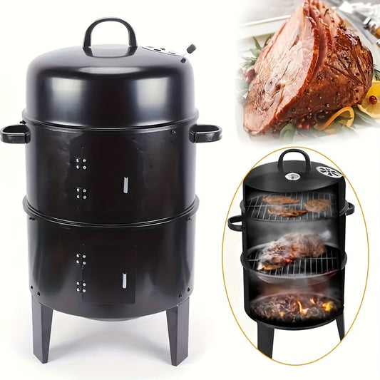 Vertical Charcoal BBQ Smoker 3 In 1 BBQ Grill Patio Garden Camping Roaster
