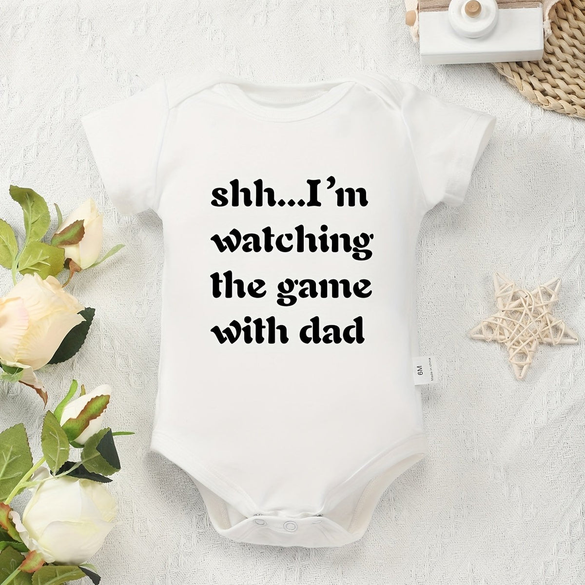 Baby Girls Game Time with Dad Short Sleeves Onesie