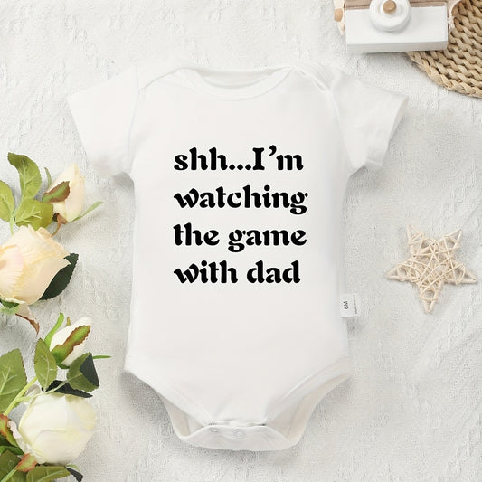 Baby Girls Game Time with Dad Short Sleeves Onesie