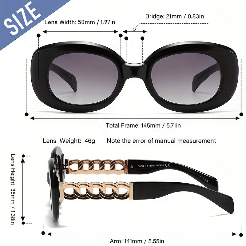 Y2K Oval Sunglasses For Women Men Hiphop Jelly Chain Charm Glasses UV400