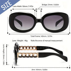 Y2K Oval Sunglasses For Women Men Hiphop Jelly Chain Charm Glasses UV400