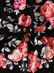 Girls' Rose Floral Print Halter Romper With Belt
