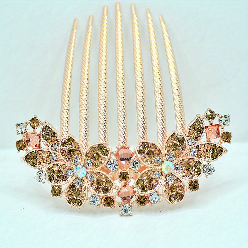 Rhinestone Hair Combs for Women - Decorative Flower Hair Pins