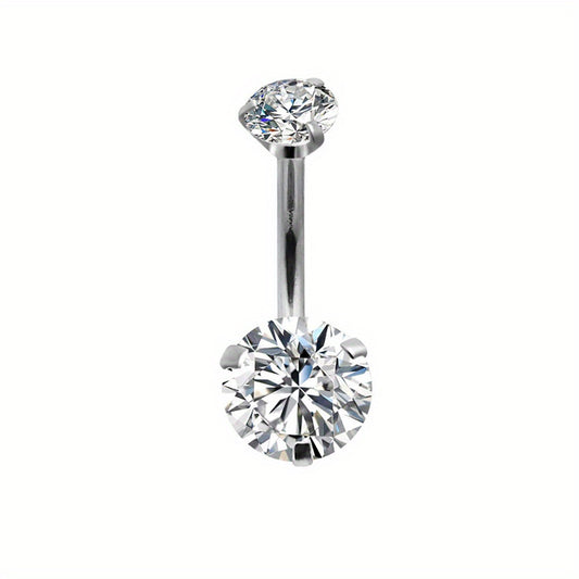 Colorful Zircon Belly Button Ring Stainless Steel Piercing Jewelry