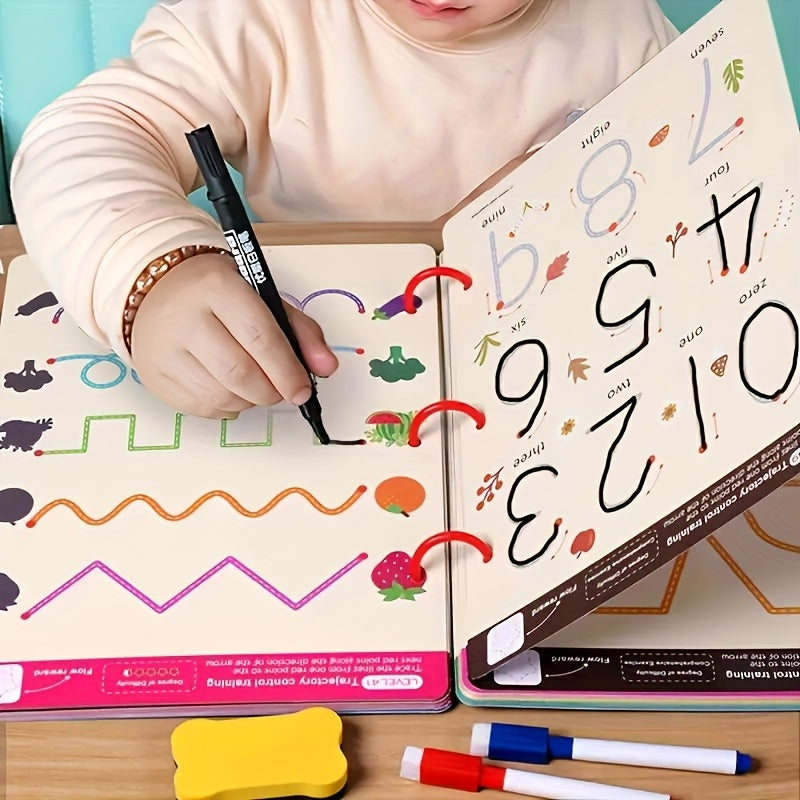 Reusable Erasable Exercise Book Set with Pen for Kids Ages 3-8