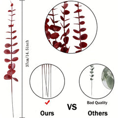 12pcs Red Eucalyptus Leaves for Events and Decor