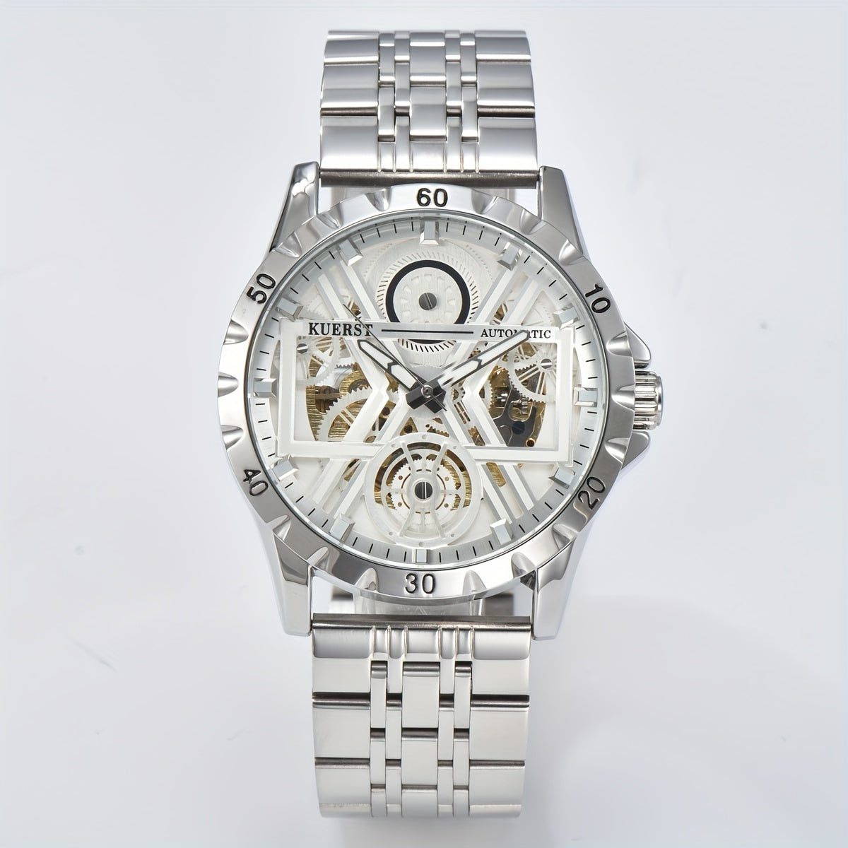 KUERST Mech. Watch Luminous Hollow Dial Waterproof Retro Wrist Watch