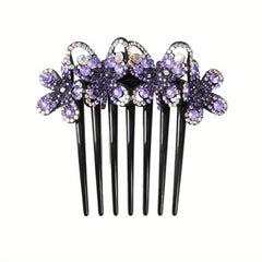 Flower & Rhinestone Hair Comb Hair Pin Hair Styling Accessory