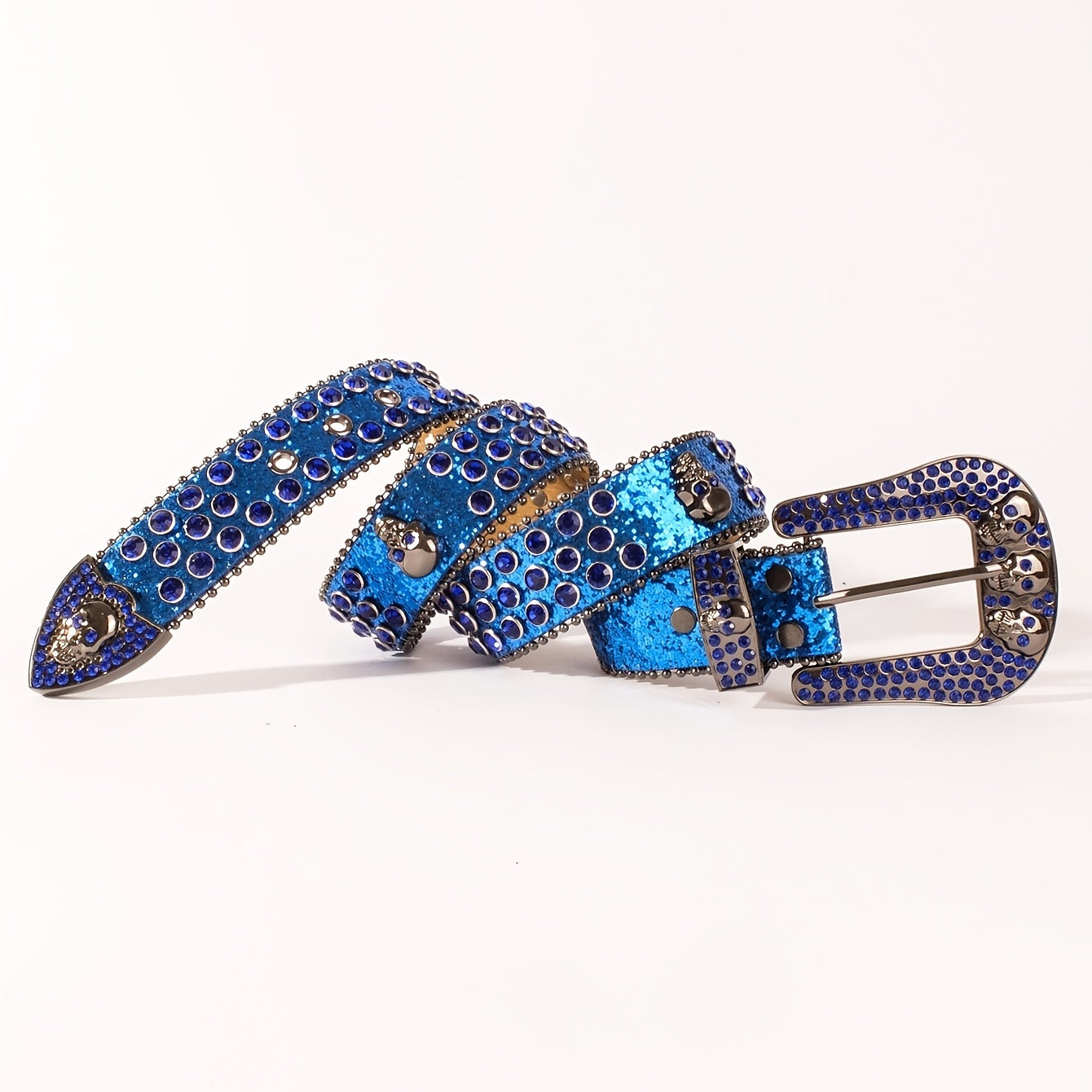 Rhinestone Men's Skull Belt Cowboy Metal Buckle Punk Jeans Women