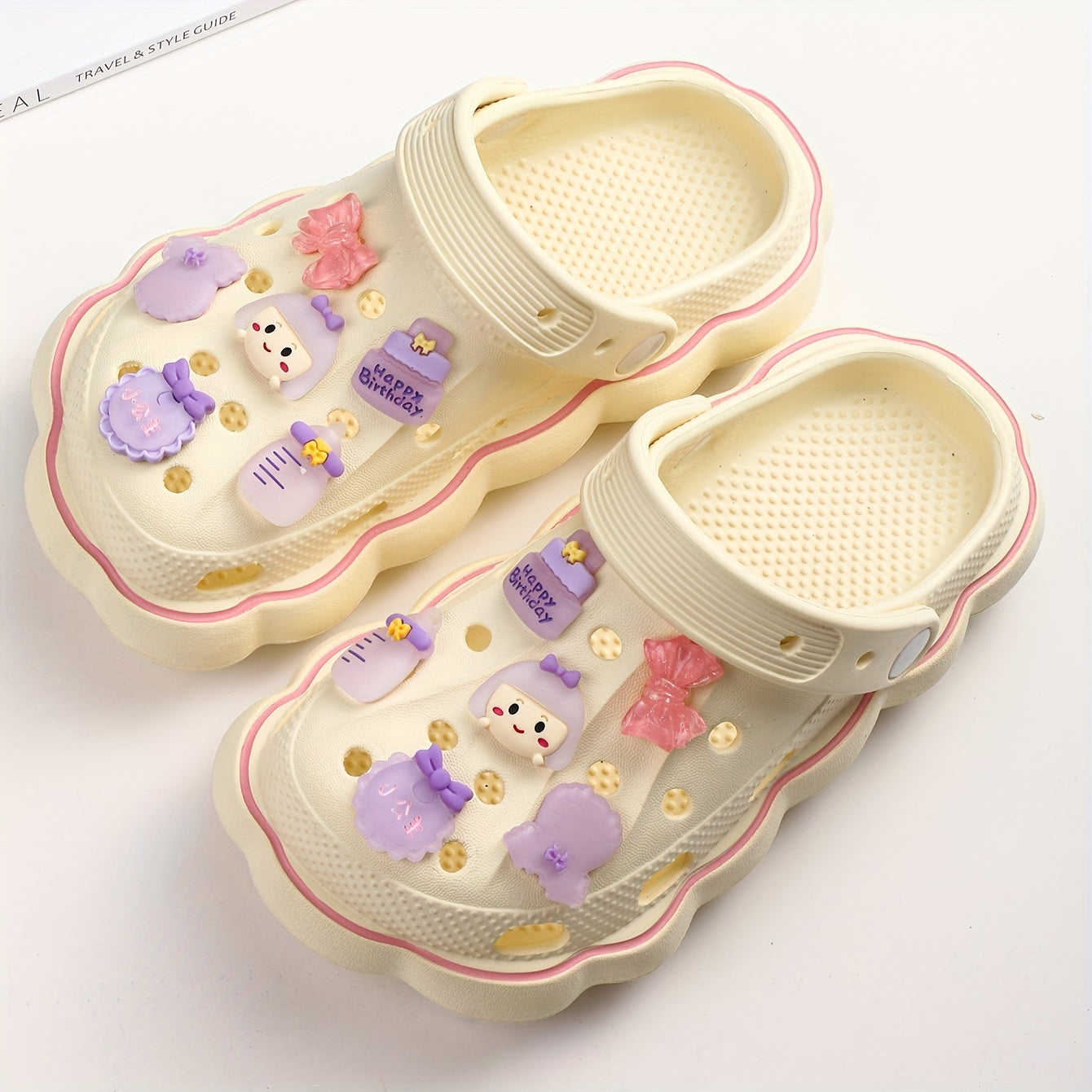 12pcs Purple Princess Bow Shoe Flowers For Crocs Shoes