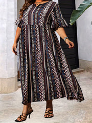  Casual Dress Women's Plus Ruffle Trim Maxi Dress