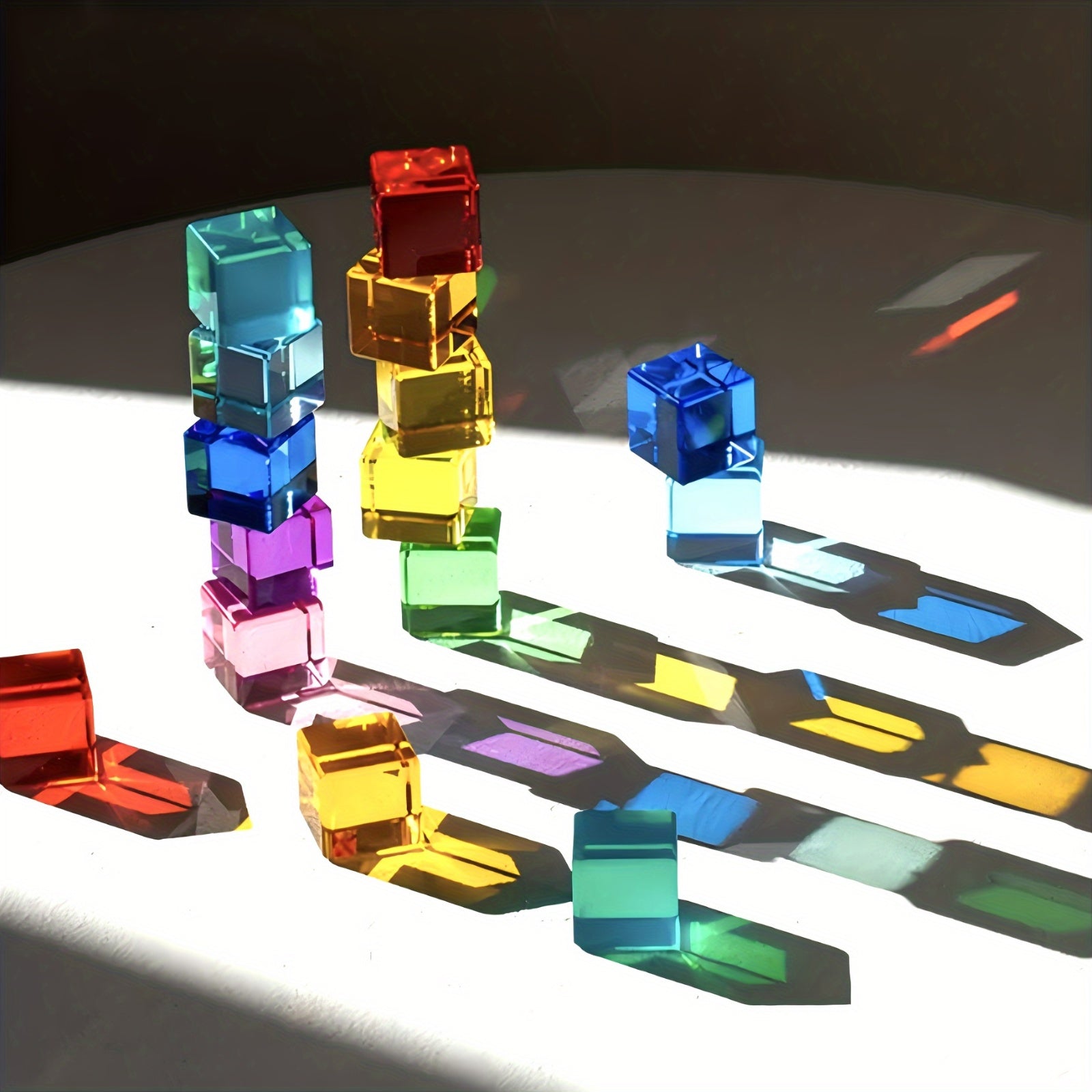 15pcs Acrylic Cube Building Blocks Transparent Glossy Spheres 15 Vibrant Colors