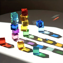 15pcs Acrylic Cube Building Blocks Transparent Glossy Spheres 15 Vibrant Colors
