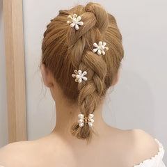 5pcs Mini Pearl Flower Hair Claw Clips Strong Hold Grip Hair Jaw Clip