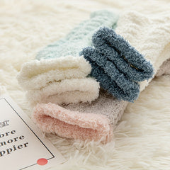 3-Pack Colorblock Fuzzy Socks Warm Mid Tube Stockings