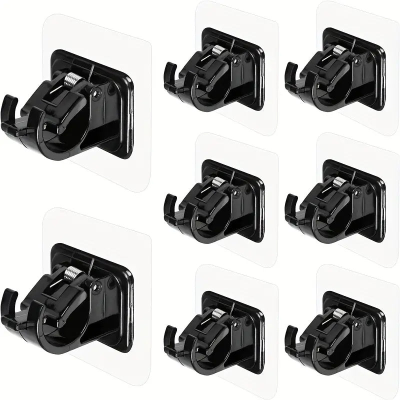8pcs Adhesive Curtain Rod Brackets - No Drilling Rod Holder Hooks