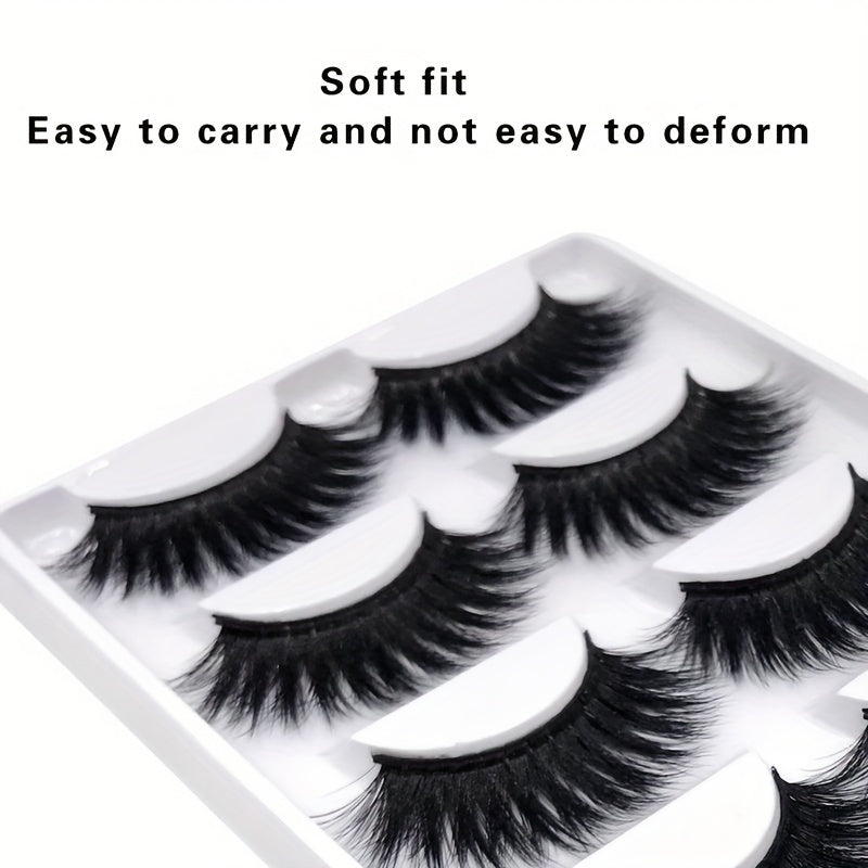 5 Pairs Long Crossed 3D Natural False Eyelashes