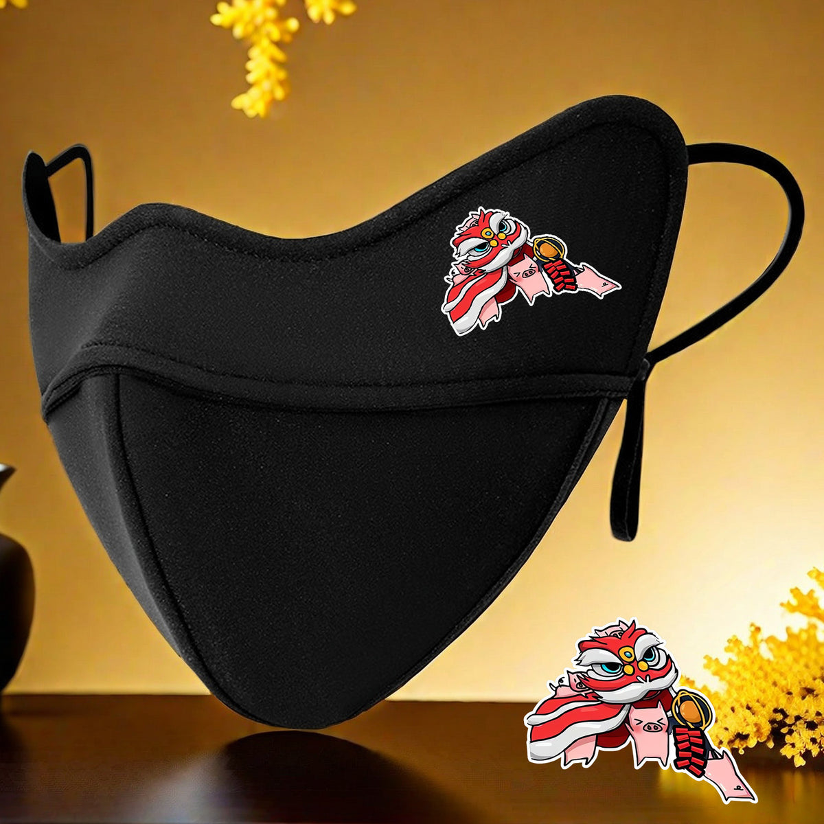 5D Lion Dance Print Face Mask Breathable Winter Cycling Neck Gaiter