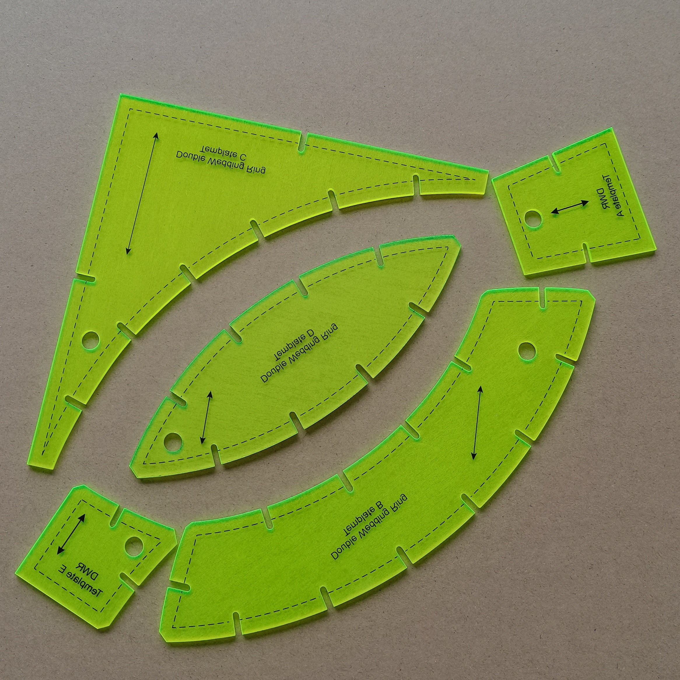 5pcs Transparent Sewing Quilting Templates Craft Patchwork Ruler