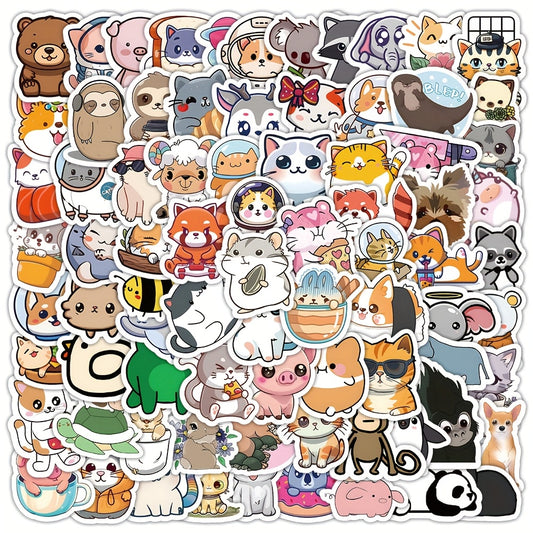 100 Cartoon Animal Stickers Waterproof Self Adhesive Decals