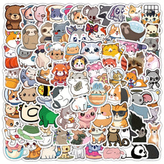 100 Cartoon Animal Stickers Waterproof Self Adhesive Decals
