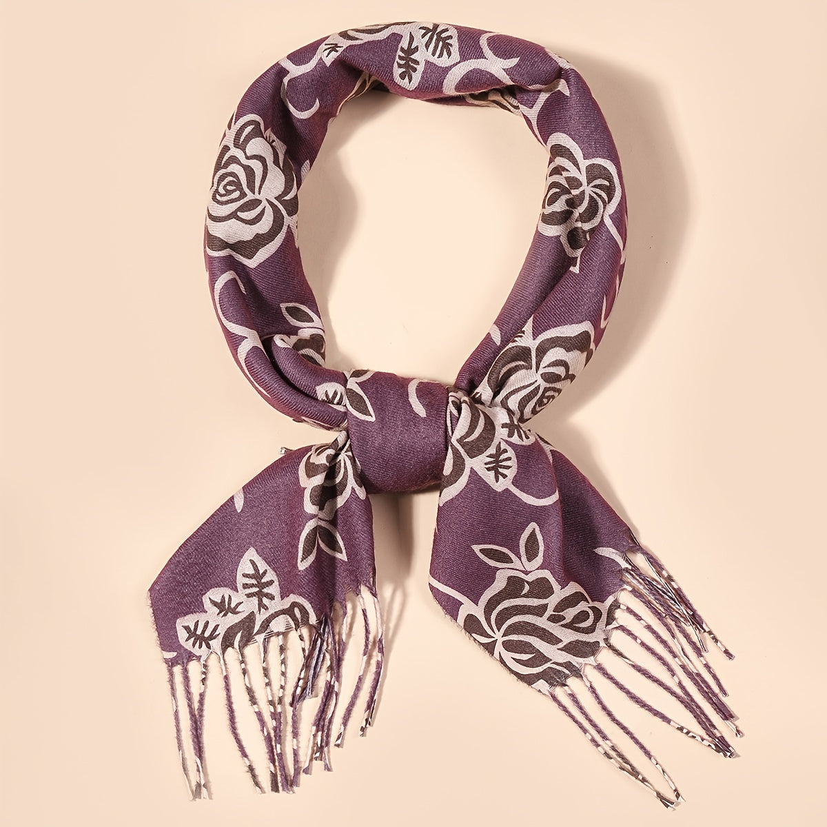 Winter Thick Printed Turban Scarf Bandana Fringed Scarf