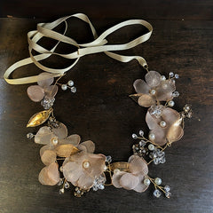 Mesh Flower Headband Crystal Wedding Bridal Hair Accessories