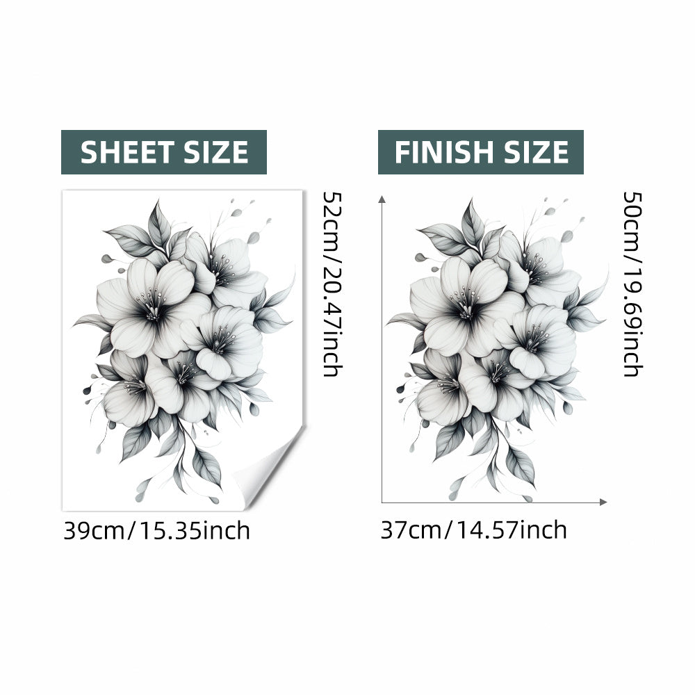 Floral Wall Decal Large Flower Pattern Removable Self Adhesive Sticker