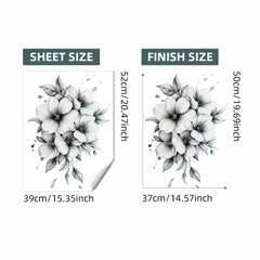Floral Wall Decal Large Flower Pattern Removable Self Adhesive Sticker