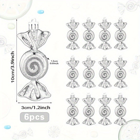 6pcs Silvery Plating Candy Hanging Ornament Christmas Party Decoration