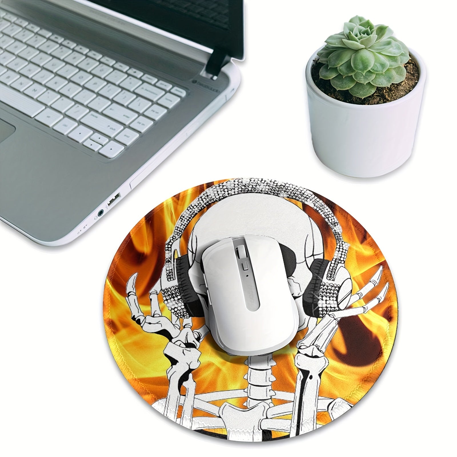 Happy Skull Pattern 20x20cm Mouse Pad Non-slip Rubber Sewn Edge